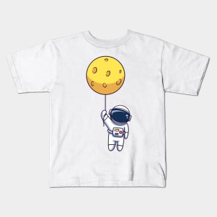 Astronaut Floating With Moon Balloon Kids T-Shirt